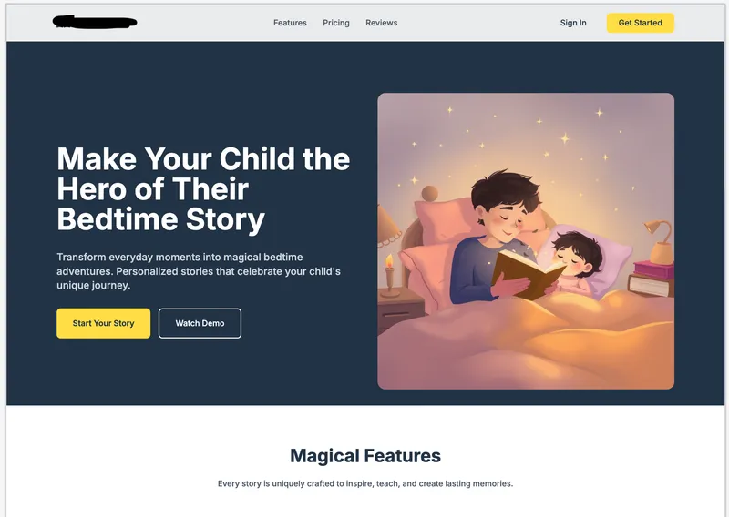 Night-time story app with AI-powered personalized bedtime stories and illustrations