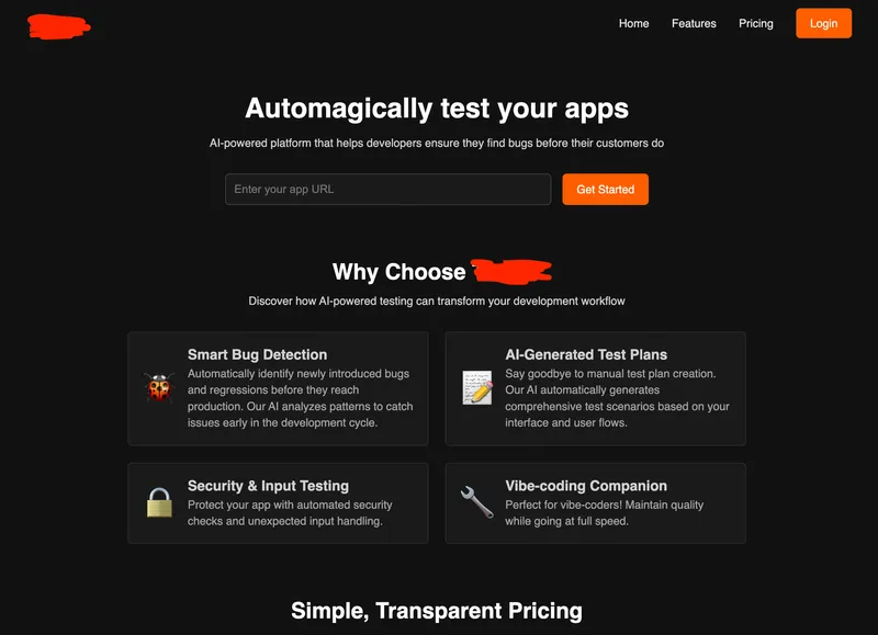 AI-assisted developer tool for testing apps - screenshot of application interface